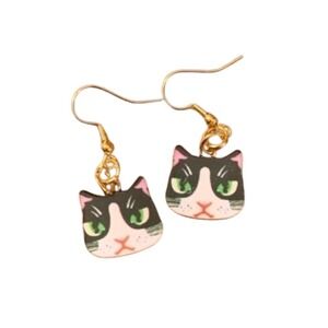 Black and White Cat Earrings